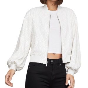 BCBG Max Azria Bella Sequin Bomber White Jacket - S